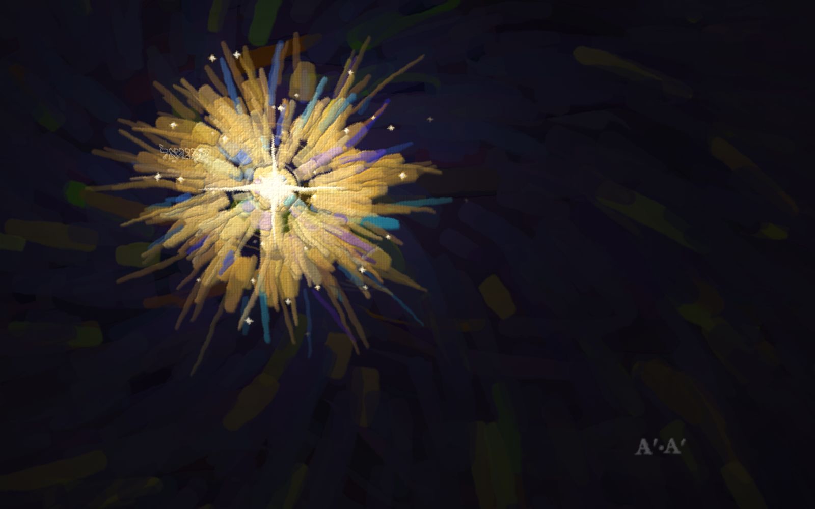 A single radiant gold Light turning over a deep blue-violet void — the beginning, before anything was made.