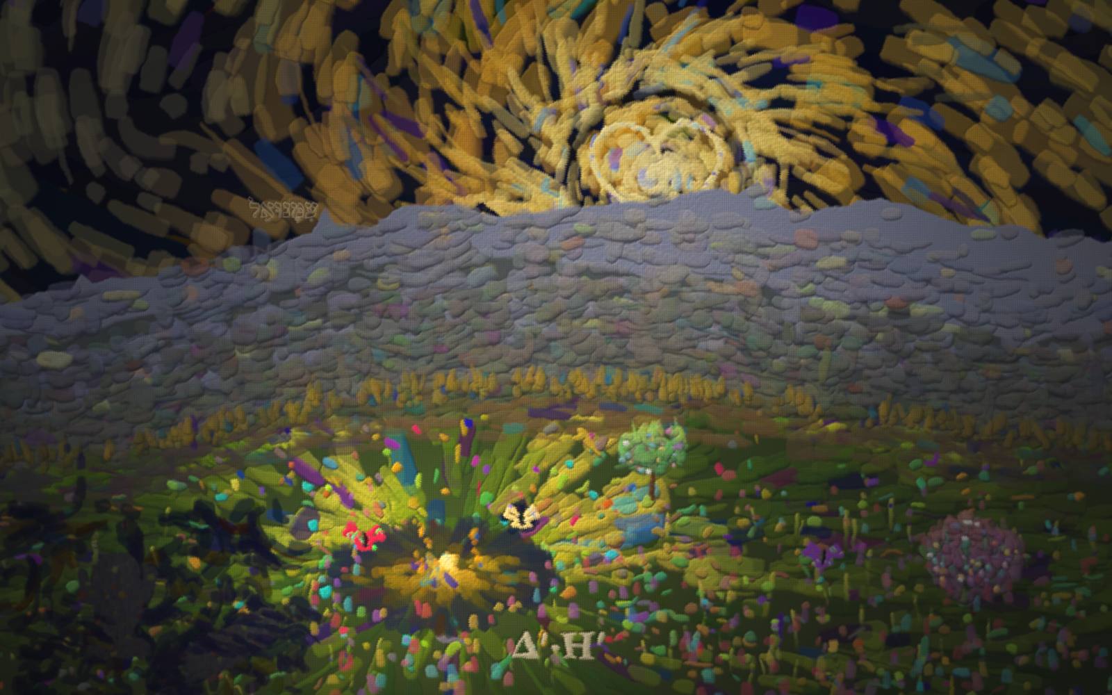 A golden sun with swirling rays lights a child sharing bread, while gray prizes sit in shadow.