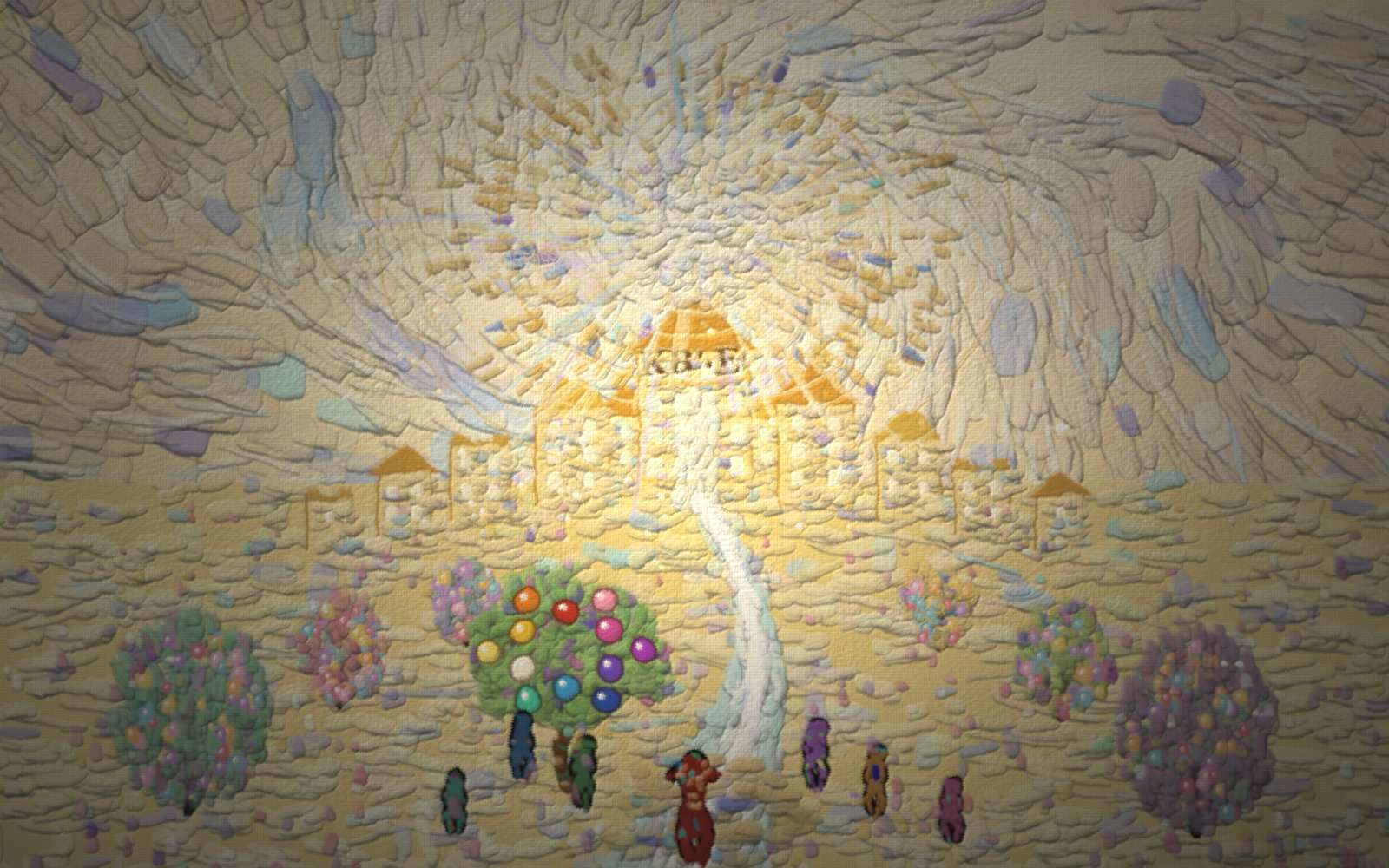 A radiant golden City of light on a hill with a river of life flowing down and no shadow anywhere — the everlasting home.